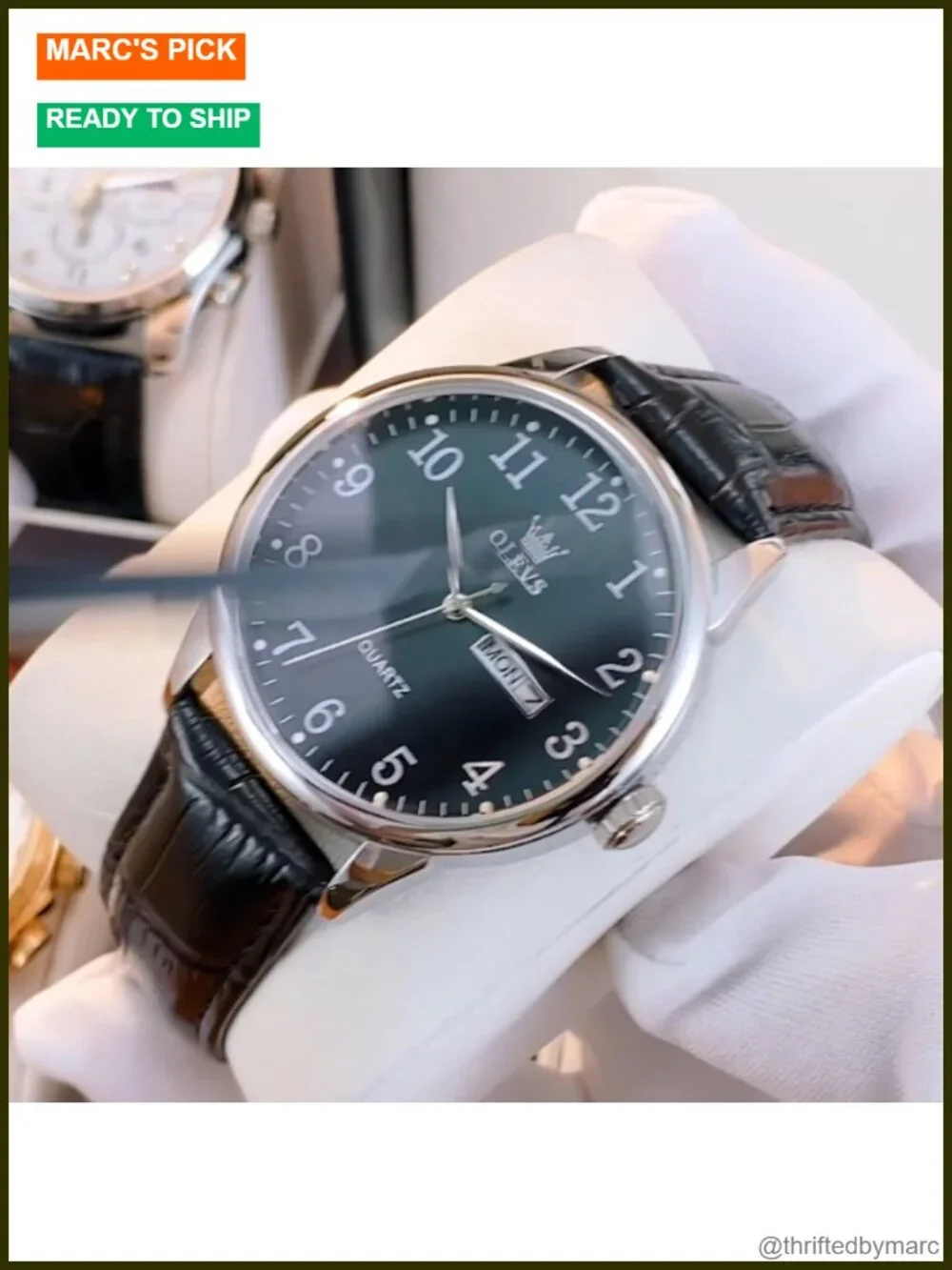Men's Dress Watch Waterproof Leather Band Large Face Analog Quartz Business